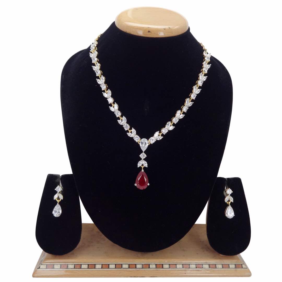 CZ Jewellery Single line Set (Necklace, Earings) – CZN – 2203 – A R Exports